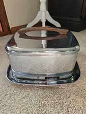 Lincoln Beautyware Cake Carrier Chrome Square Vintage Mid Century Modern MCM USA picture