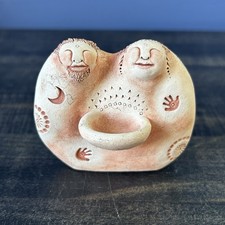 Bell Pine Art Farm Clay Figurine “Beloveds” Man & Woman w/ Lucky Bowl picture