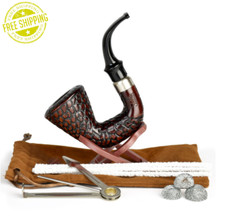 Hungarian Calabash Tobacco Smoking Pipe Sherlock Carved Cherry Wood Shire Gift picture