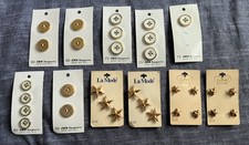 Lot of Vintage Buttons JHB Imports La Mode Gold Tone Clear Acrylic Shank 4-Hole picture