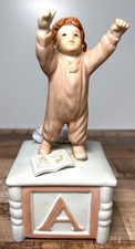 Vintage Luigi Ricciardi Porcelain Music Box Figurine Child & Doll picture