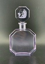 Antique 1930s Heinrich Hoffmann Purple Intaglio Cut Crystal Perfume Bottle GLOWS picture
