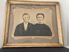 Antique 1870s Tinted Portrait Couple Provenance Family Tree History Genealogy picture