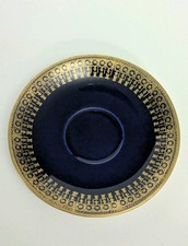Vintage Steubenville Cobalt Blue Demitasse Saucer Only Gold Detail USA MADE picture