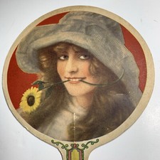 Advertising Fan Sign Pretty Flapper Girl Fentonville New York Coffee Shop Sunflo picture