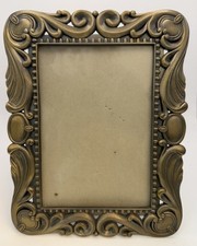 Vintage Ornate Baroque Rococo Revival 5x7 Frame With Antiqued Gold Tone Finish picture