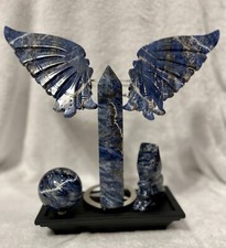 Beautiful Crystal Royal Blue Sodalite Butterfly 🦋 Bundle. Tower Sphere & Angle  picture