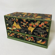 Vintage Japanese Chiyogami Mini Tansu 3 Drawer Chest Floral Showa Retro Japan picture
