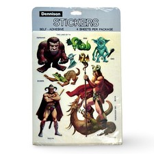 1981 Dennison Land of Ta Fantasy Stickers Sealed 4-Sheet Pack NOS Rare My Stock picture