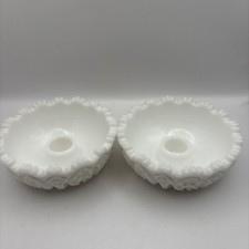 Vintage Pair of Milk Glass Candleholders for Taper Candles picture