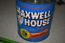 MAXWELL HOUSE COFFEE CAN NO LID Three 3 pound metal new no key Flavor regular picture