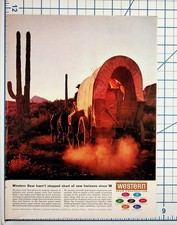 1963 Western Gear Corp Ad Covered Wagon Desert Arizona Saguaro Cactus Ephemera picture
