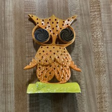 Vtg RETRO LIBBY OWL METAL EARRING HOLDER JEWELRY ORGANIZER 1960'S/1970'S~5.25” picture