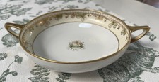 Antique Hand Painted Nippon Mariage Double Handled Porcelain Bowl Plate Gold picture