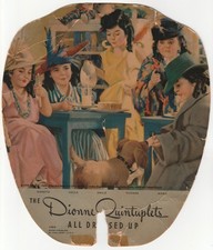 1939 Dionne Quintuplets Advertising Fan Houck’s Dairy Elmira NY Milk picture