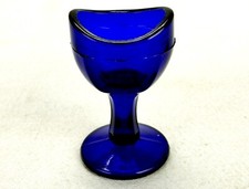 Cobalt Blue Glass Eyewash Cup, 8-Panels, Pedestal Hexagon Stem, Disc Base picture