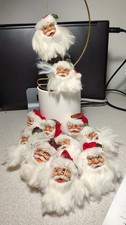 11 VTG SANTA CLAUS HEAD CHRISTMAS ORNAMENTS w/ WIRE GLASSES + COTTON BEARD2.5
