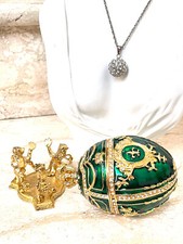 Diamond Necklace & Royal Fabergé  Faberge egg Trinket Christmas gift for her picture