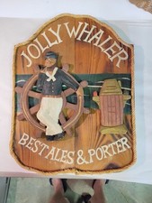 Nanco Vintage 1970's Wood Bar Pub Sign Jolly Whaler Best Ales & Porter 17 X 13 picture