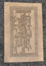Shaman Priest Chiapas Mexico Civilization Mayan Pyrography in Leather Signed picture