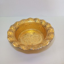 Turkish Gold Tone Metal Bowl SENA Decor Ornate Islamic Ottoman Style Collectible picture