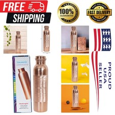 Elegant 34 Oz Leak-Proof Copper Water Bottle - Handmade Wellness Solution picture