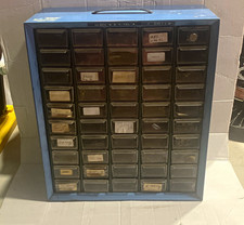 Vintage Akro-Mils Metal 50-Drawer Parts Storage Cabinet w/ Handle picture