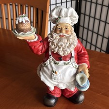 2004 Don Mechanic Santa Claus 12” Resin Statue -Baking Cake Christmas Chef Santa picture