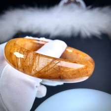 56.5mm Top Natural Copper Rutilated Quartz Energy Crystal Bracelet Healing Decor picture
