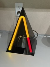 Vintage VTG Custom 3D Black Pyramid Neon Clock Table Lamp Working 80s Vaporwave picture