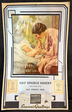 VTG 1941 HAY SPRINGS BAKERY Advertisement Calendar Wall Decor Litho Nebraska 16
