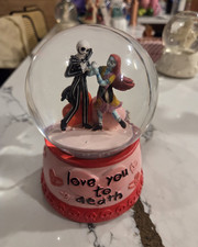 Hoate Love Story Jack Skellington & Sally Musical Snow Globe Hearts 7 in picture