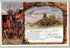 39621447 - 6530 Bingen signed J. Wewerka Capture Henry IV on castle picture