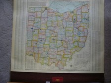 1970s Cram's Superior OHIO Physical Political Pull Down School Map picture