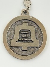 Vtg ATT 1983 NAB 60 Years Serving Broadcasters Bell Commemorative Medal Keychain picture