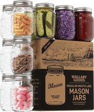 16oz Regular Mouth Mason Jars w/ Lids Airtight Glass Canning 12-Pack DIY picture