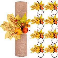 8 Pcs Napkin Rings Maple Leaf Berry Pumpkin Holders,Classic Style picture