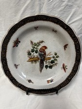 Vintage Hua Ping Tang Zhi Crackled Plate Set Of4 with Vibrant Feathered Parrots picture