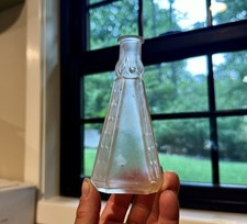 Very Fancy Blown Clear Frosted Glass Perfume Bottle 1890s Era Cork Top Nice Dug picture