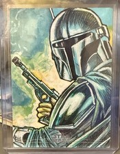 2026 Topps Chrome Star Wars Galaxy Mandalorian 1/1 Sketch by Alejandro Diaz JR+4 picture
