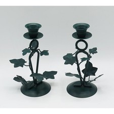 Metal Ivy Candle Stick Holder Tapered Green Swirl picture