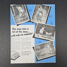 1938 Eastman Kodak Camera Film Vintage Print Ad Girl Doll Stroller Rochester NY picture