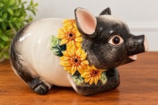 Vintage Fitz & Floyd 1992 Hampshire Hog Pig Pomander Sunflowers Potpourri picture