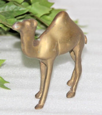 Antique Brass Camel Figurine Statue Original Old Hand Crafted Engraved 16987 picture
