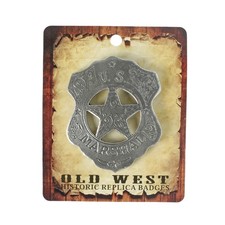 US Marshal Shield Floral Badge Star Old West Replica Antique Silver Made in USA picture