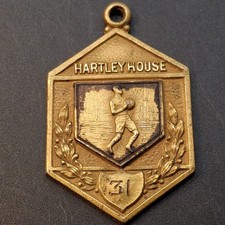 Hartley House NY 1931 Basketball Bronze Award Medal  Pendant Vintage picture