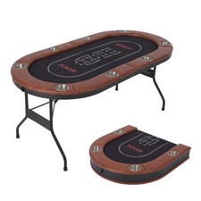 8 Players Poker Table No Assembly Folding with Deep Cup Holders and Padded Rails picture