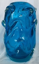 Vintage Jan Beranek Skrdlovice Blue glass vase  1950s or 1960 picture