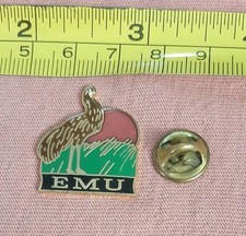 Vintage Emu Red Sunrise/Sunset Tall Grass Bird Cloisonne Enamel Lapel Pin picture