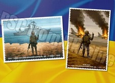 War in Ukraine 2022-2025  2 PostcardS RUSSIAN WARSHIP & WAR PLANE GO F*** DONE picture